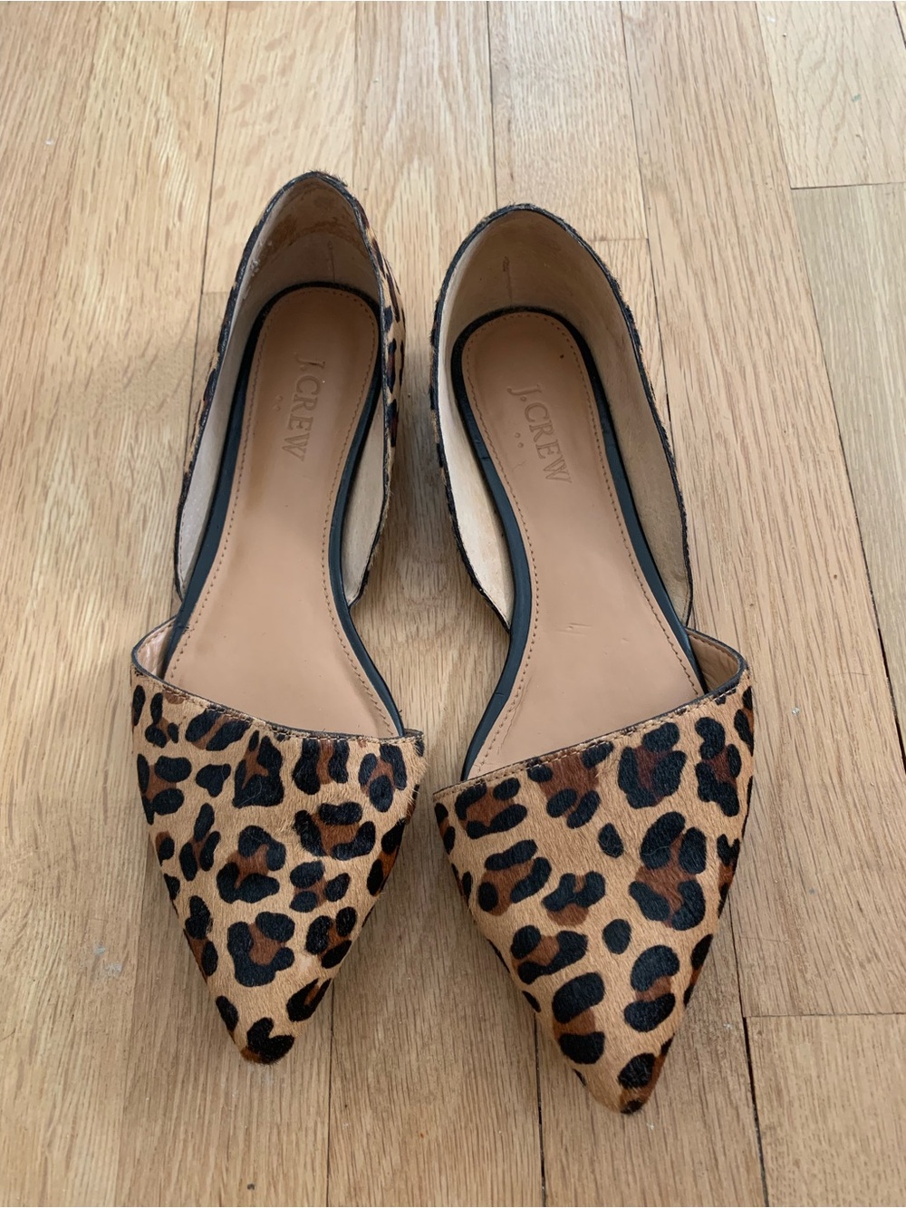 J. Crew Leopard Print Pointed D'Orsay Flats - Brown, Black